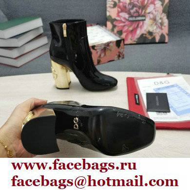 Dolce  &  Gabbana Heel 10.5cm Leather Ankle Boots Patent Black with DG Karol Heel 2021